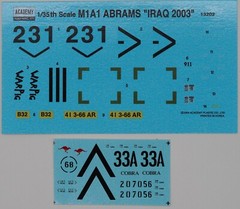 Academy ACA-13202 M1A1 Abrahams “Iraq 2003” – Aus Decals, Scale 1:35. NEW