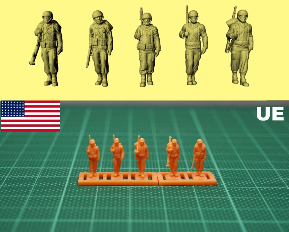 1/144 WWII Walking USA soldiers (fine detail) Resin kit (#USA375E)