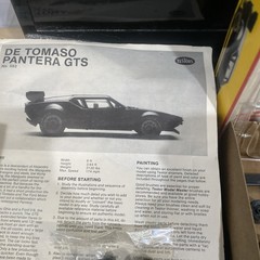 3 DeTomaso Pantera Model Kits (GT5 & GT5) Testors/Gunze/Tilt-Open Missing Parts?