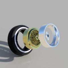 1:25-1:24 Scale Lowrider Wire Rims Resin Printed Rims and Tire Kit