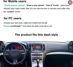 Dash Cover Mat Custom Fit for Infiniti G25 G25X G35 G35X G37 G37X 2008 2009