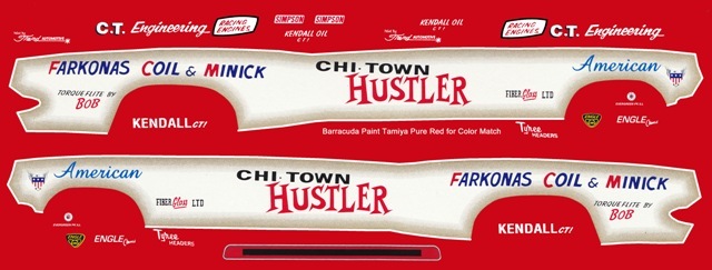 CHI-TOWN HUSTLER Barracuda Funny Car 1/24th – 1/25th Scale Decals NHRA