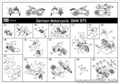 German BMW R75 Military Motorcycle plastic model, WWII era 1/35 MasterBox 3528