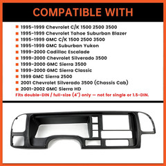 Double Din Dash Panel Compatible with 1995-2002 GMC Sierra Chevy Silverado C/K T