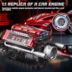 Motorized V8 Engine Building Blocks Kit – Realistic 588-Piece Model for Enthu…