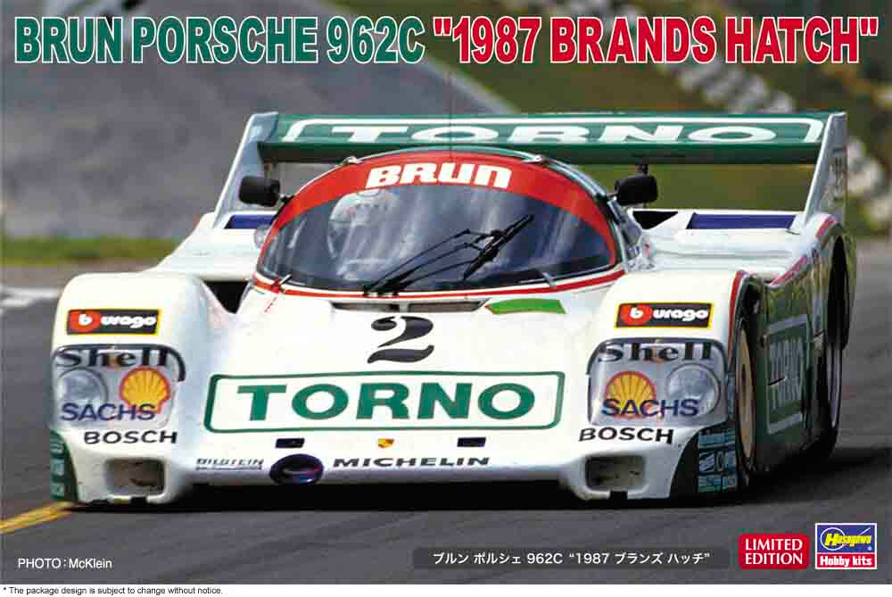 Hasegawa 1/24 Brun Porsche 962C “1987 Brands Hatch” Plastic Model kit