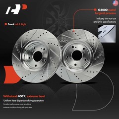 A-Premium 12.28 inch (312mm) Front Drilled and Slotted Disc Brake Rotors +
