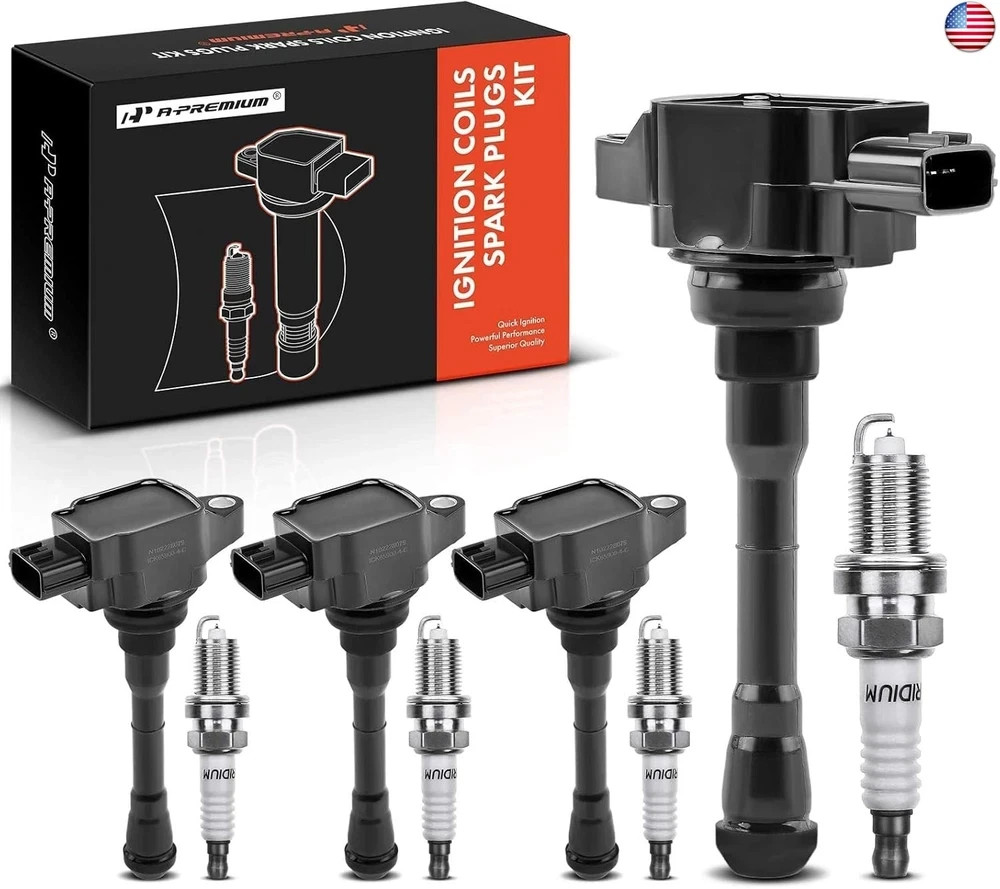 A-Premium Ignition Coils and Spark Plugs Kits Compatible with Nissan Juke