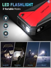 DBPOWER Peak 3000A 18000mAh Portable Car Jump Starter (up to 8.0L Gas, 6.0L