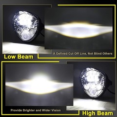 7inch LED Motorcycle Headlight Kit Hi Lo Beam White & Red DRL Universal