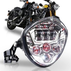 7inch LED Motorcycle Headlight Kit Hi Lo Beam White & Red DRL Universal
