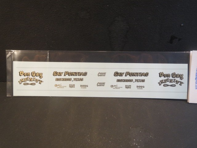 NEW!! Don Gay 65′ GTO AWB Spun Gold 1/25 Decal from Fremont Racing