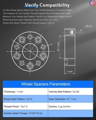 ECCPP 4PCS 1 inch 5 Lug Conversion Wheel Spacers Adapters 5×100 to 5×114.3