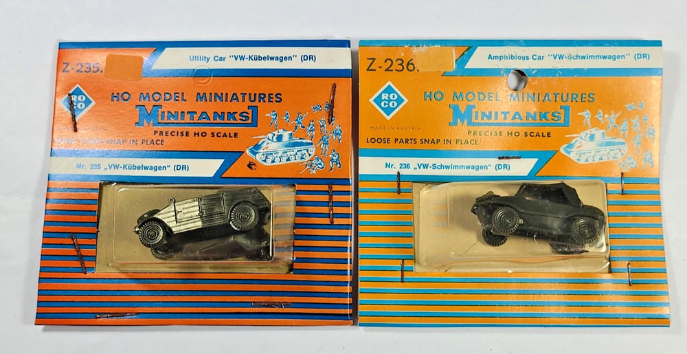 RoCo HO Miniatures Z-235 VW Kubelwagen & Z-236 Schwimmwagen – NEW UNOPENED