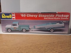 Rare Revell ’65 Chevy Stepside Pickup & Hemi Hydro Combo Model Kit New Sealed