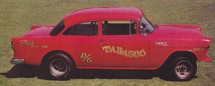 DECALS – Tabasco, Blairs Speed Shop 55 Chev D/Gasser 1967. Nice!