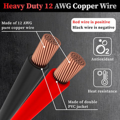 2PCS 12 AWG Heavy Duty Cigarette Lighter Plug, 3.3 FT Cigarette Lighter Male Plu
