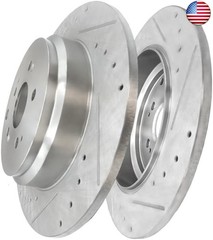 PM Auto Rear Drilled Slotted Disc Brake Rotors For 2009-2015 Honda Pilot,