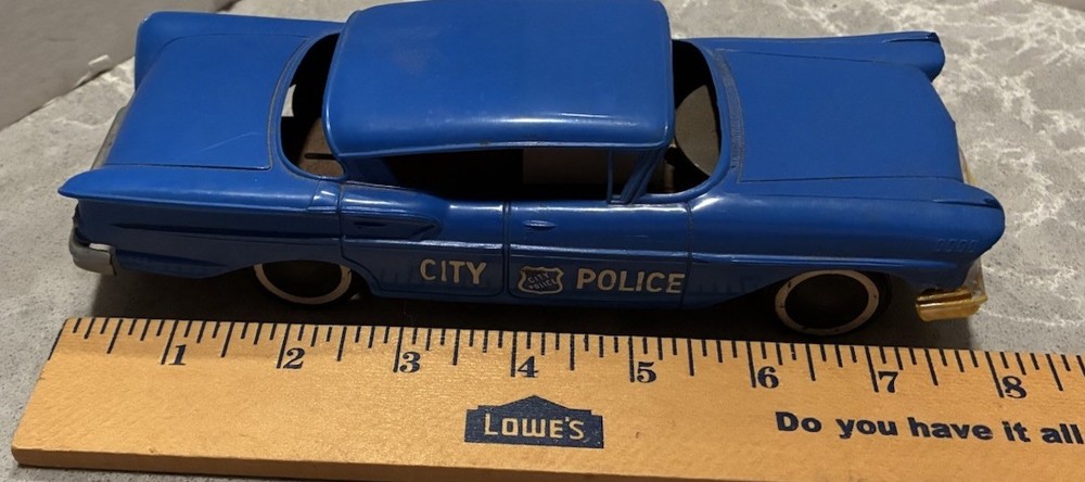 Vintage 1958 PMC Impala City Police Promo Friction Car with Siren, READ