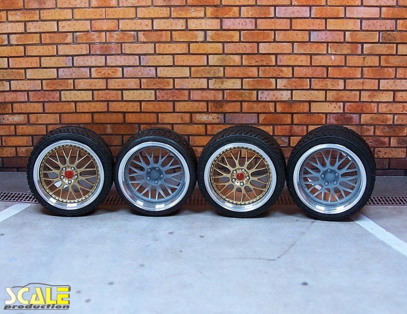 1/24 19 Work Meister VS XX Wheels w/Bridgestone Potenza Narrow Tyres