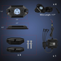 RGB LED Rock Lights Kit, 4 Pods Underglow Multicolor Neon Light Pod with Bluetoo