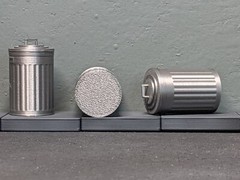 1/24 1/25 Scale Metal Trash Cans – For garage/workshop diorama (set of 3)