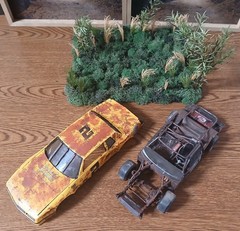 1980’S MONTE CARLO OLD RUSTY RETIRED STOCK CAR SITTIN IN FIELD DIORAMA SCENE !!