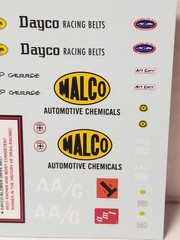 1933 Willys Coupe DECAL SHEET from AMT 1:25 Model Kit 33 MALCO GASSER DECALS