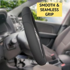 Steering Wheel Cover Black Real Genuine Leather 15 Inch For Men And Women