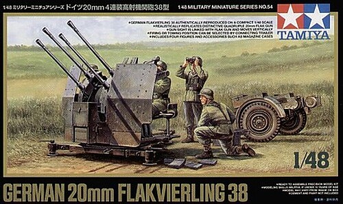 Tamiya German 20mm Flakvierling 38 – Plastic Model Military Vehicle Kit – 1/48