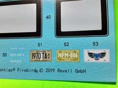 1970 70 Pontiac Firebird 1/24 Waterslide Decal Sheet Emblems Blue White Stripes