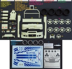 ZoomOn 1/24 Skyline GT-R R34 F and F 2 Transkit parts for Tamiya kits