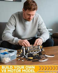 Karei V8 Engine Building Set – 1065 PCS Model Kit with Electric & Manual Modes