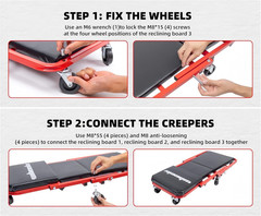 Mechanic Creeper 36-Inch 3-In-1 Mode Z Seat 340Lbs Capacity, Foldable Garage Adj