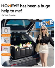 Homeve Car Trunk Organizer For Suv 15.5Gal Large Capacity No-Sag Heavy Duty
