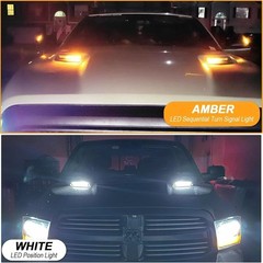 Clear Lens Sequential LED Hood Vent Lights Compatible with Ram 1500 2010-2018…