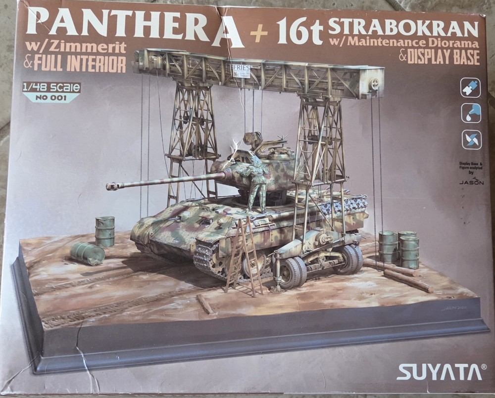 SUYATA 1/48 PANTHER A + 16t Strabokran w/Maintenance Diorama & Display Base
