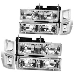 Headlights Assembly compatible with1994-1998 Chevy Chrome Housing Clear Side