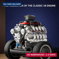 Mould King Mini V8 Engine Kits That Runs, Build Your Own Visible Car Motor, Phys