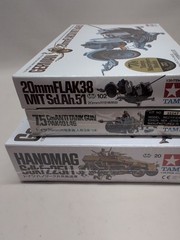 Lot(3) Tamiya WWII German Kits 35020 Hanomag 35047 Antitank GUN 35102 FLAK