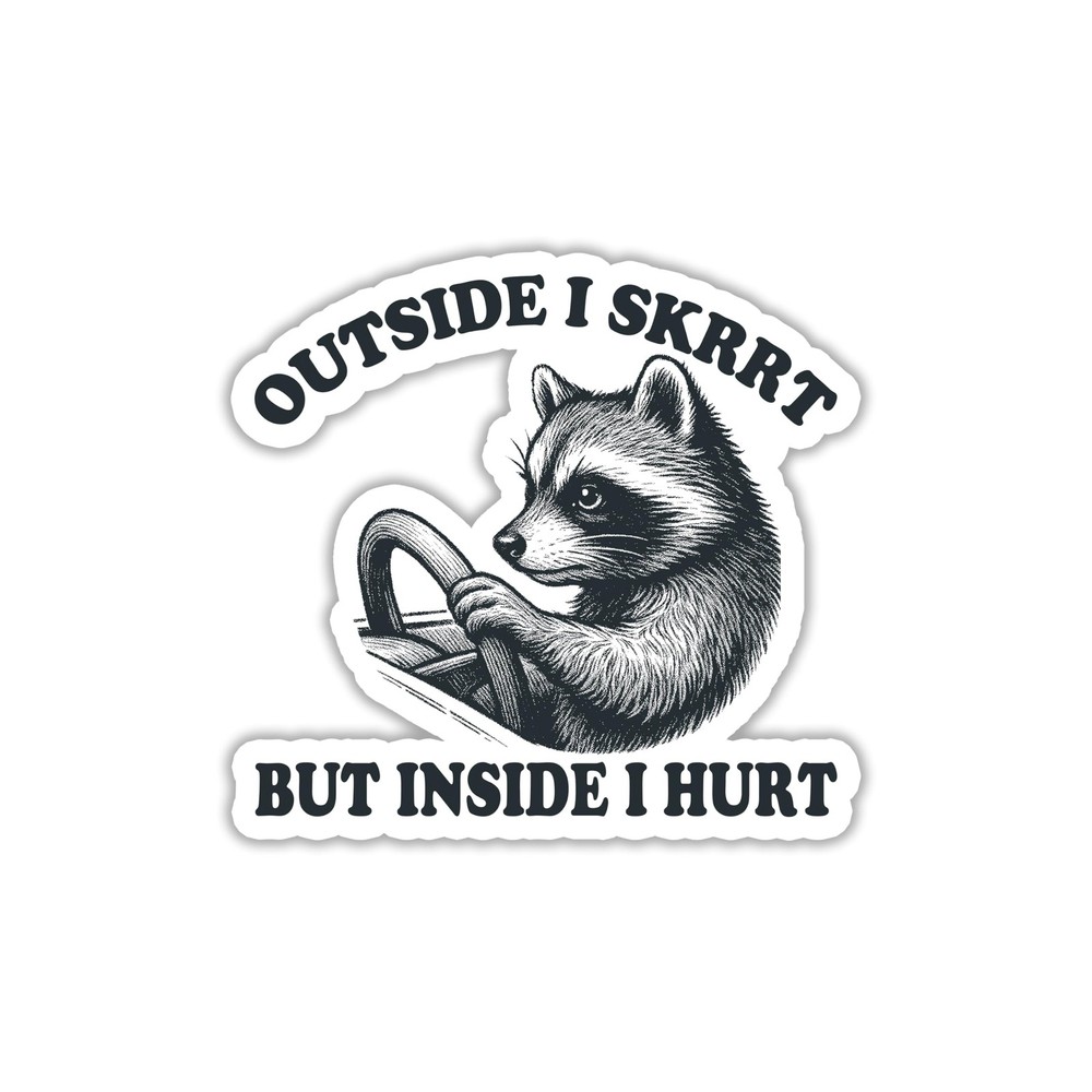 314PI (3pcs) Outside I Skrrt but Inside I Hurt Sticker, Size 3″, Multi