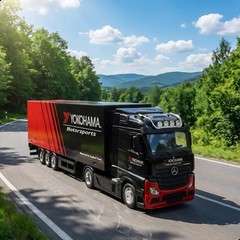 1/43 Scale European Style Semi Truck with Transport Container Die-Cast Model – H