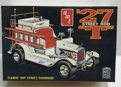 Vintage AMT ’27 “T” Ford Street Rod Fire Truck Model Kit Sealed Parts 1/25 T143