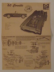 Model Products Corp. 1960 Corvette Model Instructions only