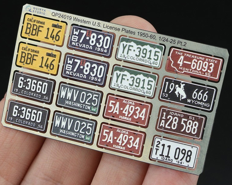 Quinta Studio 1/24 1/25 Metal License Plates CA CO NV WA HI WY MT ID Photoetch