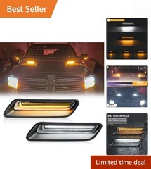 Clear Lens Sequential LED Hood Vent Lights Compatible with Ram 1500 2010-2018…