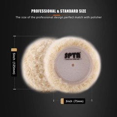 Spta Wool Polishing Pad 5Pcs 375Mm 100 Natural Wool Buffing Pad 1Pc Hookloop