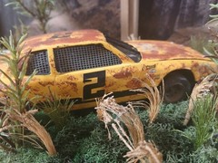 1980’S MONTE CARLO OLD RUSTY RETIRED STOCK CAR SITTIN IN FIELD DIORAMA SCENE !!