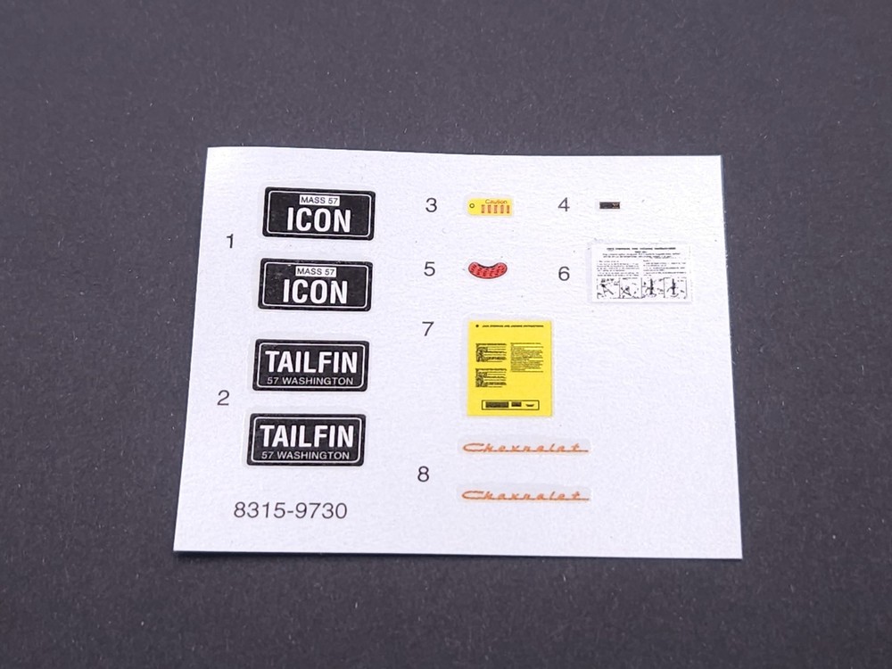 AMT 1957 Chevrolet Bel Air 1:25 Model #8315 – PARTS – DECAL SHEET