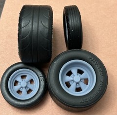 Resin 17/15 Scale inch “Cragar SS” Drag Wheels With Cheater Slicks 1/24